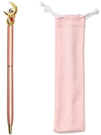 The Sailor Moon Kugelschreiber, 0.5mm schwarzer Metall Stift kawaii Schreibwaren Mit Stoffbeutel Kreativer Briefpapierstift für die Dekoration, decorese Pastell (1)