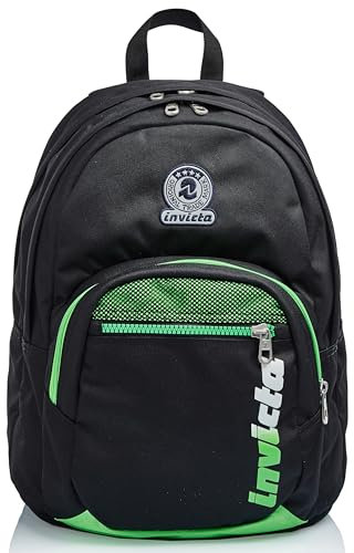 Invicta Rucksack Format, gepolsterter Schulranzen, geräumige Schultasche, mit Trinkflaschenfach, schwarz-grün