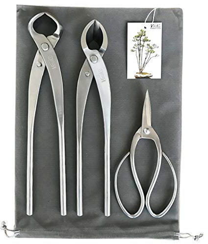Vouiu Bonsai-Werkzeug-Set, 3-teilig, 27,9 cm konkav, 29,2 cm Knaufschneider, 19,1 cm Bonsai-Schere