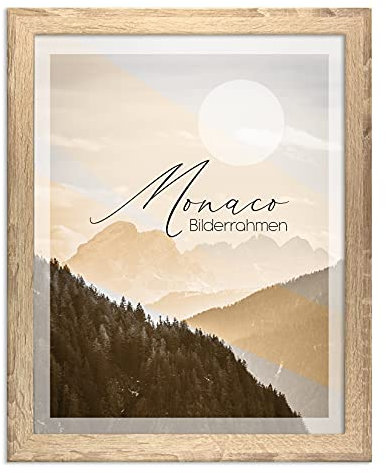 BIRAPA Monaco Bilderrahmen Holz 48x64 cm Sonoma Eiche - Wechselrahmen Bilderrahmen Plexiglas - für Fotos, Bilder & Poster