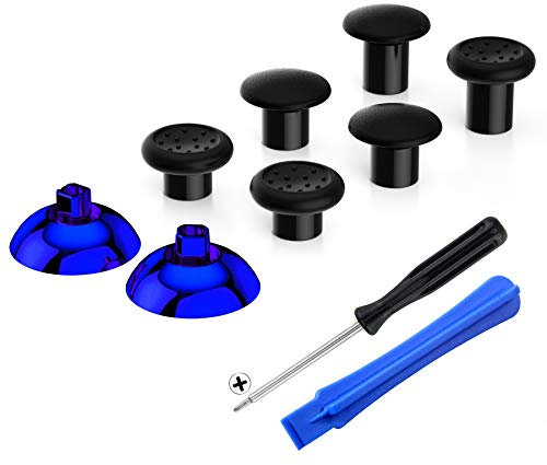 eXtremeRate Thumbsticks Kompatibel mit ps4 und Kompatibel mit ps5 Controller,ergonomischer Analogsticks Analog Sticks Aufsätze Ersatz für ps4 Joy-Sticks für ps5-Schwarz&Chrom Blau[ThumbsGear]