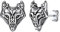Silvora Herren Damen Ohrringe S925 Silber Wolfskopf Ohrstecker Viking Keltischer Knoten Ohrringe für Männer Mädchen Punk Gotik Wolfskopf Ohrring mit Wikinger Element in Altertung Effekt
