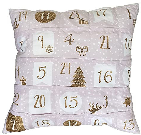 Hergo Sofahelden Adventskalender Kissen mit Taschen 40x40cm - Rosa 8993