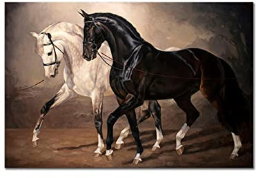 ZHONGYUTONG Schwarz Weiß Pferd Wand Kunstdruck Tier Leinwand Gemälde Poster Bild Wanddekoration Wohnzimmer Moderne Heimdekoration (Kein Rahmen, 30x45cm)