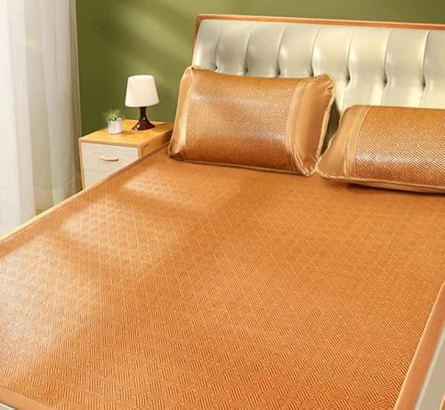 Doppelseitige Faltbare Kühlmatte, Sommer Schlafmatratze Karbonisiertes Rattan Klimaanlagen Pad für Doppelbett Im Wohnheim,150 * 190cm(59x75inch)