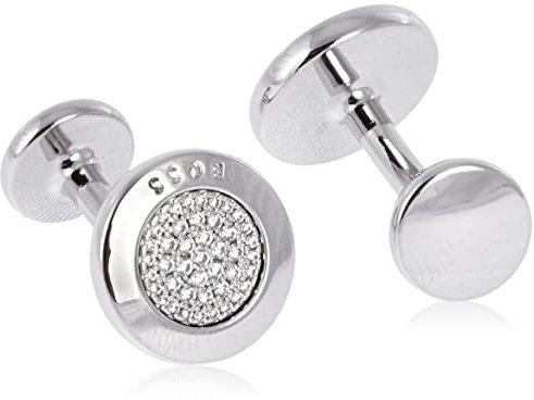 BOSS Herren Crys CUFFLINKS, Silver40, Einheitsgröße EU