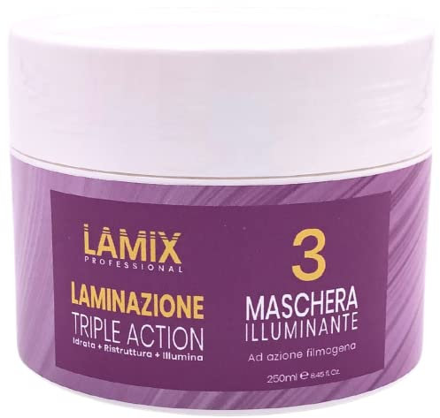 Haarmaske 3 LAMIX Triple Action Haar Spiegeleffekt glänzend und voller Reflexe Haarlaminierung 250ml