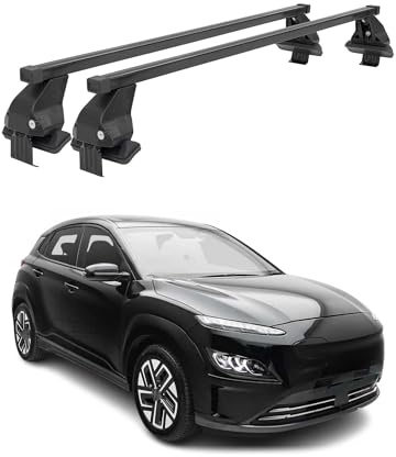Menabo Dachträger Grundtäger kompatibel mit Hyundai i10 2019-2025 Stahl 50kg Schwarz 2tlg Ohne Reling für Fahrradträger, Dachboxen, Skiträger Abschließbar