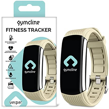 Gymcline Fitness Watch Vesper Fitness Tracker with Multiple Sports Modes, Heart Rate Monitor, Sleep Tracker, Step Counter and Daily Activity Monitoring Waterproof Watch for Women and Men, Cream