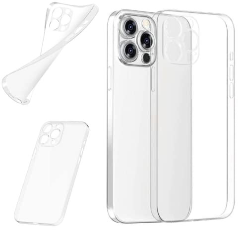 Glamified Clear Case Compatible with iPhone 13 Pro, Shockproof Silicone Cover, Yellowing-Resistant Slim Transparent TPU Phone Case, Clear (Transparent 13 Pro)