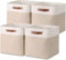 Mangata Aufbewahrungsboxen aus Stoff, Würfelform, 33 x 38 x 33 – 4 Stück, Light Khaki und Weiß