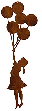 Mädchen mit Luftballons Metall Rost Gartendeko Edelrost rostige Gartendekoration zum hängen 42cm
