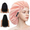 Aquior Extra Adjustable Double-Layer Waterproof Reusable Shower Cap, Large for All Hair, Girls Spa Bath, Soft for Women Long Hair (Champagne)
