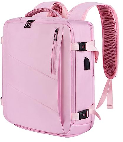Leyrica Sac a Dos Cabine 45x36x20 pour Easyjet Bagage Avion Sac de Voyage Valise à Main Sac Cabine Imperméable Sac de Sport Sac d’école Sac de Travail (Rose)