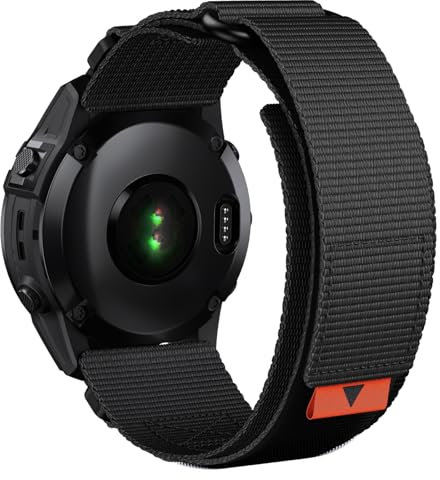 YOOSIDE Taktisch Nylon Armband für Garmin epix Pro 51mm / Fenix 7X / Fenix 6X / Fenix 5X / Enduro 2, Verbessert QuickFit 26mm Schleife Weave Nylon Gurtband Handgelenkbänder (Schwarz)