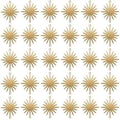 TEHAUX 50 Stück Sonnenförmige Charme Stecker - Vintage Sonne Charms Bezaubert Gold Material Zur Herstellung Von Halskette Armbänder Ohrringe - Metall Diy Anhänger Legierung