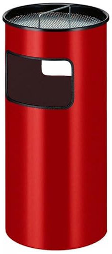 PROREGAL Runder feuerfester Kombiascher inkl. Löschsand & Sieb | 50 Liter, HxØ 69x32cm | Inneneimer aus Metall | Rot