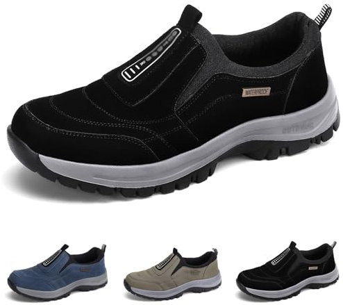 Zapatos Para Caminar Para Hombres Con Soporte Para El Arco Zapatos Ortopédicos Para Senderismo Al Aire Libre Mocasines Livianos Antideslizantes Impermeables Zapatillas De Seguridad ( Color : Black , S
