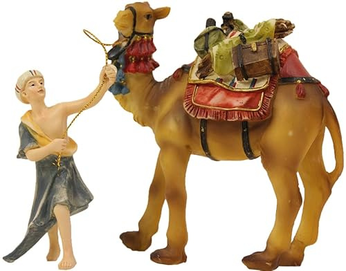 FADEDA 2X JOK: Kamel mit Treiber/Höhe:10 cm/handbemalt/detailgetreue Krippen Figuren - Weihnachten Tisch Dekoration Krippe Zubehör
