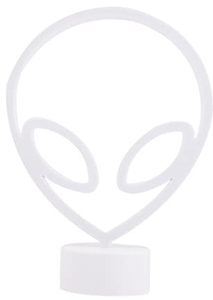 OSALADI Dekorative Lichter Außerirdisches Nachtlicht Außerirdisches Neonlicht Lampe Für Optische Täuschung Tisch Schreibtischlampe 3d Ufo-neonlicht Plastik Weiß Platz Kind Markierungslicht