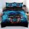 DXHOME Kuschelbettwäsche 135x200cm Totenkopf Schwarz Blaue Flamme Druck Bettwäsche Gothic Weiche Mikrofaser Wendebettwäsche Jugendliche Bettbezug mit Reißverschluss + 1 Kissenbezug 80x80 cm