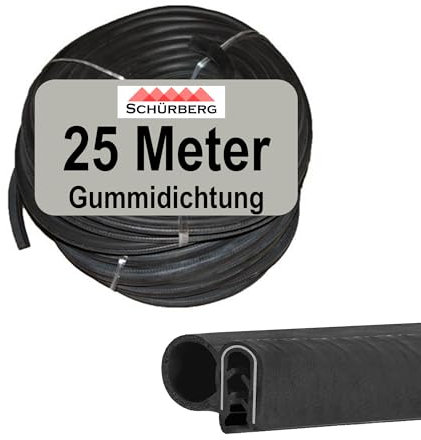 25 Meter Dichtung Türdichtung 17x22mm Gummidichtung zum aufstecken auf Blechkanten perfekt für die Verwendung im KFZ Bereich oder im Maschinen und Anlagenbau