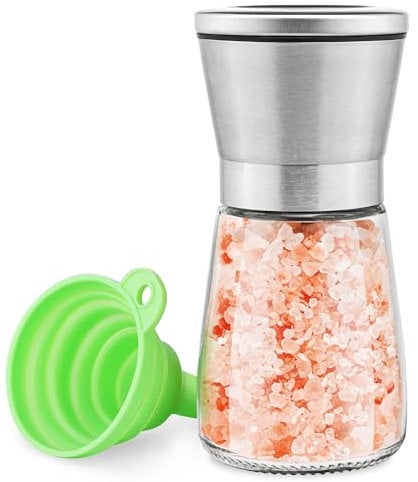 M Jingmei Moulin à Poivre, Grinder à Sel ou Poivre pour Chef Professionnel, Moulin à Poivre et Épices Réutilisable à Main, Cristal pour Sel de Mer et Poivre Noir