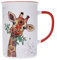 Kiub Grand mug avec des animaux - motif girafe mangeant l'herbe de sa savane - matière porcelaine fine - contenance 360ML