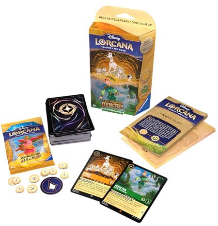 Disney Lorcana TCG Tierra de Tintas Juego de Cartas coleccionables JCC Deck de Inicio ámbar y Esmeralda