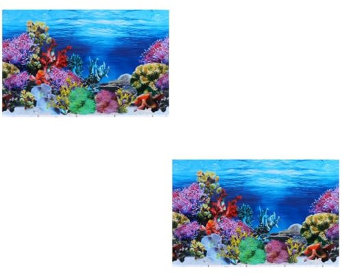 Yardwe 2pcs Fish Tank Background Sticker for Aquarium Decoration Double-sided Decal Easy to Apply Smooth for Glass Fish Tanks and Aquariums