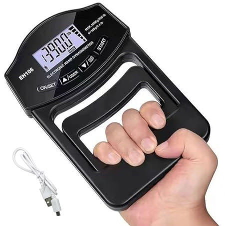 Digitaler Handkraftmessgerät 180kg, Hand Dynamometer, Griffkraft Messgerät, Dynamometer Digital, Kraftmesser Handkraftmesser Handkraftmessgerät (180kg)