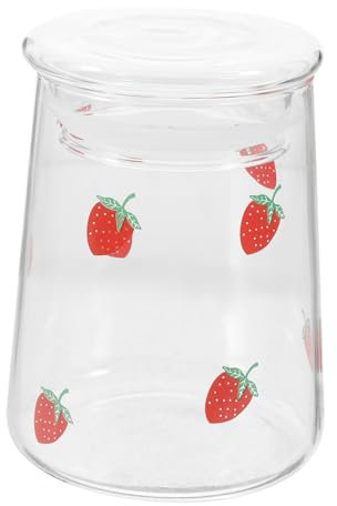 Cabilock Lot de 1 Tasse à Eau en Verre à Motif de Dessin Animé avec Couvercle pour Tasse à Fraises de Grande Capacité pour La Maison