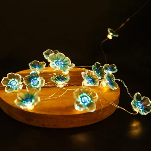 JOFONY Guirlande lumineuse à LED - Fleurs de cerisier - 2 m - 20 LED - Décoration de printemps - Pour festival, fête, Saint-Valentin, mariage