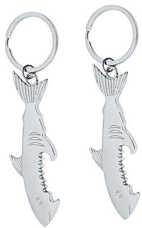 Cabilock Lot de 2 Porte-clés Décapsuleur en Forme de Requin pour Bière Décoration Multi-usage