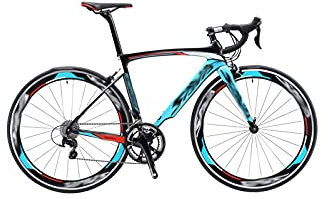 SHENGMIAOHE Fahrräder, Rennrad, Carbon 700C, Carbon-Rennrad Mit 18 Gängen, Renn-Rennrad, Carbonfaser-Fahrrad/Blue/18Speed