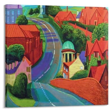 HCLHB David Hockney's Road to York Through The Sledmere Kunstposter, dekoratives Gemälde, Leinwand, Wandposter und Kunstdruck, moderne Familienschlafzimmer-Dekoration, Poster, 60 x 60 cm