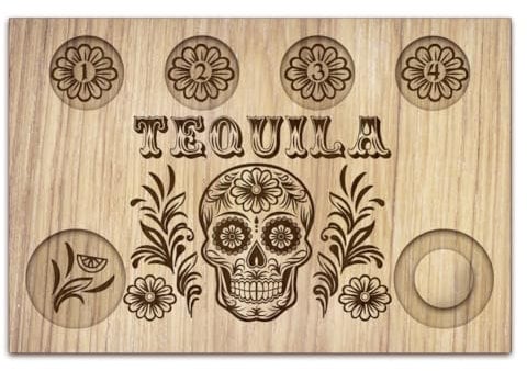 BENECREAT Totenkopf Tequila Schnapsgläser Serviertablett Glashalter Aus Holz Mit Salzrand Schnapsgläserbrett Für Bar Restaurant Party Familientreffen 20x30cm