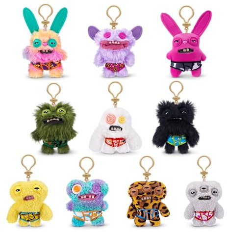 Fuggler Key Rings Series 4 by ZURU, 5 inch Funny Ugly Monster, Plush, Collectible, Toy (3 Pack, random assortment)