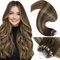 LaaVoo Microring Extensions Echthaar 50g 35cm Balayage Microring Haarverlängerung Braun Balayage Blond Micro Loop Extensions Echthaar Micro Ringe Haare Micro Extensions 50g/50s #4/27/4