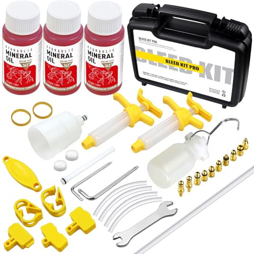 Mytovosn Brake Bleed Kit for Shimano,TEKTRO,MAGURA, Includes Metal Connector Hydraulic Disc Bike Brake Bleeding kit, Including 180ML High Performance Mineral Brake Fluid