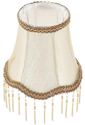 Lampenschirm Retro Vintage für E14 Fassung, Beige, 1 Stück | Wandläuchtenschirme, Kleiner Lampenschirm mit 30mm Loch, Stoff, für Deckenlampen und Wandlampen