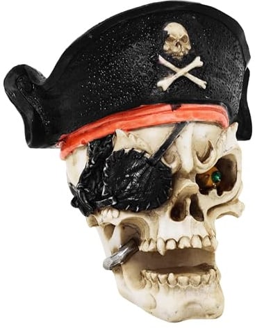 MystiCalls Totenkopf mit Piratenmütze - Tot, Pirat, Halloween, Deko, Figur