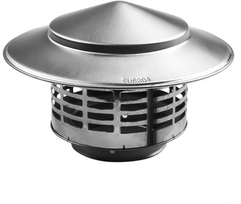 Dach-Regenkappe aus Edelstahl, Kaminabdeckung, Rauchrohr-Regenschutz, Entlüftungshaube, Schornsteinkappe, für perfekte Isolierung, Entlüftungsabdeckung außen, Silber (75 mm)