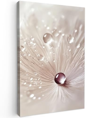 MuchoWow© Bilder 40x60 cm Wohnzimmer Deko Modern Wandbild Kunstdruck auf Leinwand Bild Schlafzimmer über Bett Room Decor Geschenke Blume - Abstrakt - Weiß - Wasser - Natur