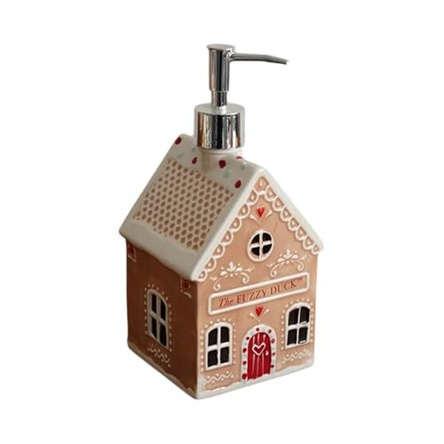 Yingbei Weihnachtliches Lebkuchenhaus Seifenspender, Lotion-Pumpe, 530 ml, nachfüllbar, Handlotion, Flasche, Keramik, Badzubehör für Weihnachten, Badezimmer, Schlafzimmer, Küche, Dekor