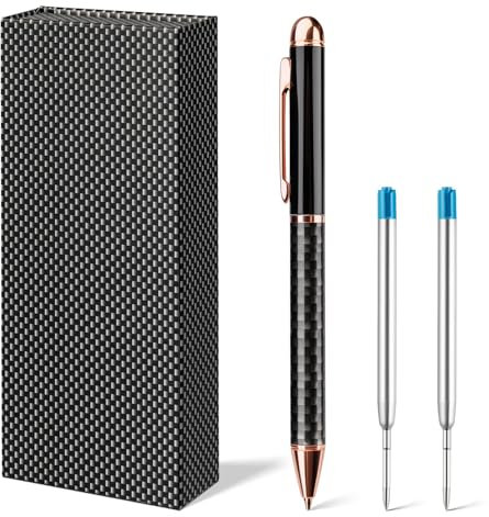 Lindahandel Kugelschreiber mit Gravur Kugelschreiber Personalisiert 0.7 mm Minenstärke, 2 Minen, ölbasierte Tinte in Geschenkbox (Blau) – Personalisierte Geschenke für Frauen, Männer, Lehrer