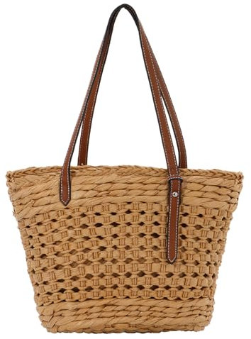 7VSTOHS Sac de Paille Sac de Plage Femme Tricotage à la Main Style Boho à Bandoulière en Paille pour Femmes les Vacances, les Achats