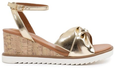 Fashion Thirsty Women Wedge Heel Sandals Knotted Strap Ladies Plaform Strappy Mid High Heel Wedding Party Heels Comfy Open Toe Ankle Strap Summer Travel Holiday Cosy Wide Fit Shoes