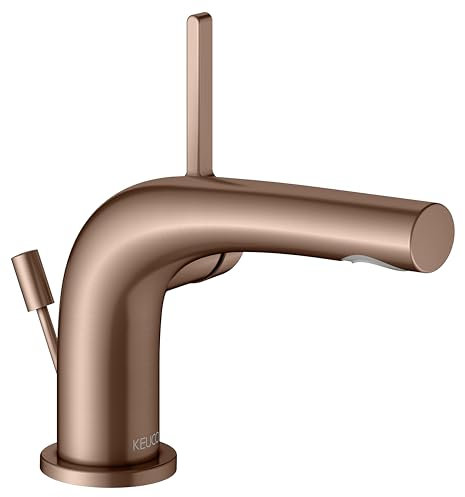KEUCO EDITION 400 Einhebel-Waschtischmischer 80, mit Ablaufgarnitur, Ausladung 115 mm, 51504290000, Farbe: Rotgold gebürstet
