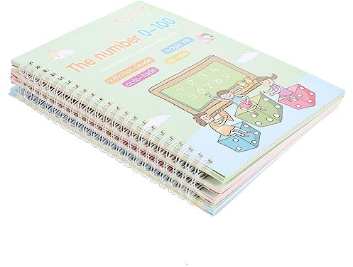 TEHAUX 4-teiliges Übungsbrett Für Englische Kalligraphie Für Kinder Im Vorschulalter Hardwriting-kalligraphie-set Groove-schreibübungsbuch Für Kinder Schule Englisch